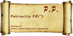 Petrovits Pál névjegykártya