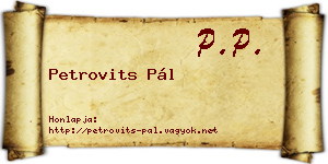 Petrovits Pál névjegykártya
